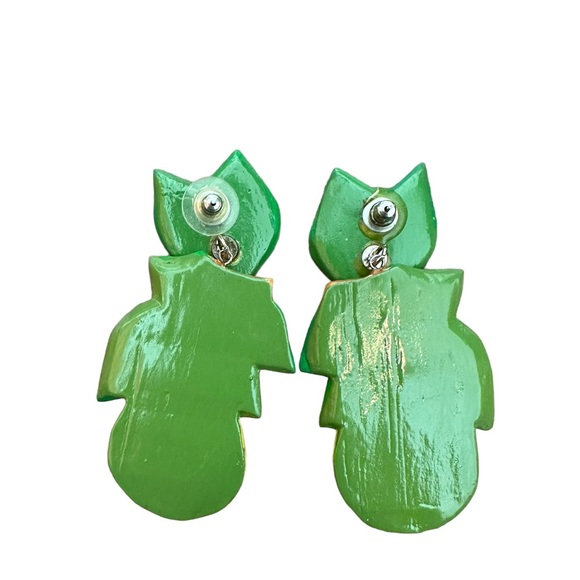 NWT VTG 80s Chunky Hand painted wooden fruit pear earrings - Picture 3 of 4